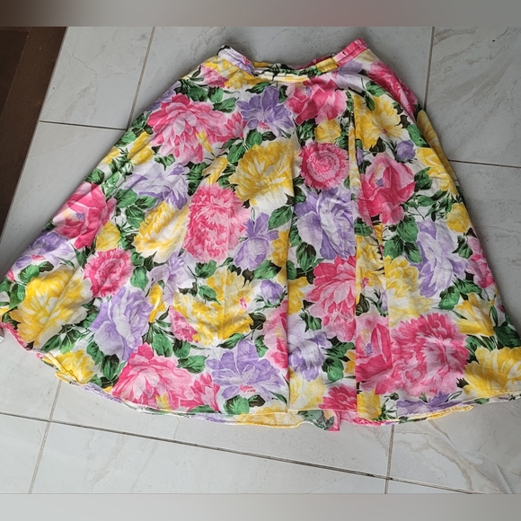 Superb vintage flowery full skirt - Handmade - Picture 3 of 4